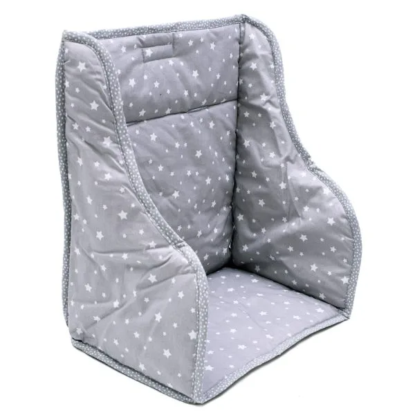 Coussin de chaise haute en coton enduit étoiles gris/blanc - Ventes Privées par BB&Co