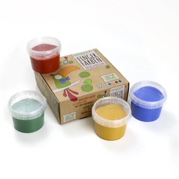 Coffret 4 pots peinture aux doigts naturelle & vegan "Aki" - Accueil par Neogrün