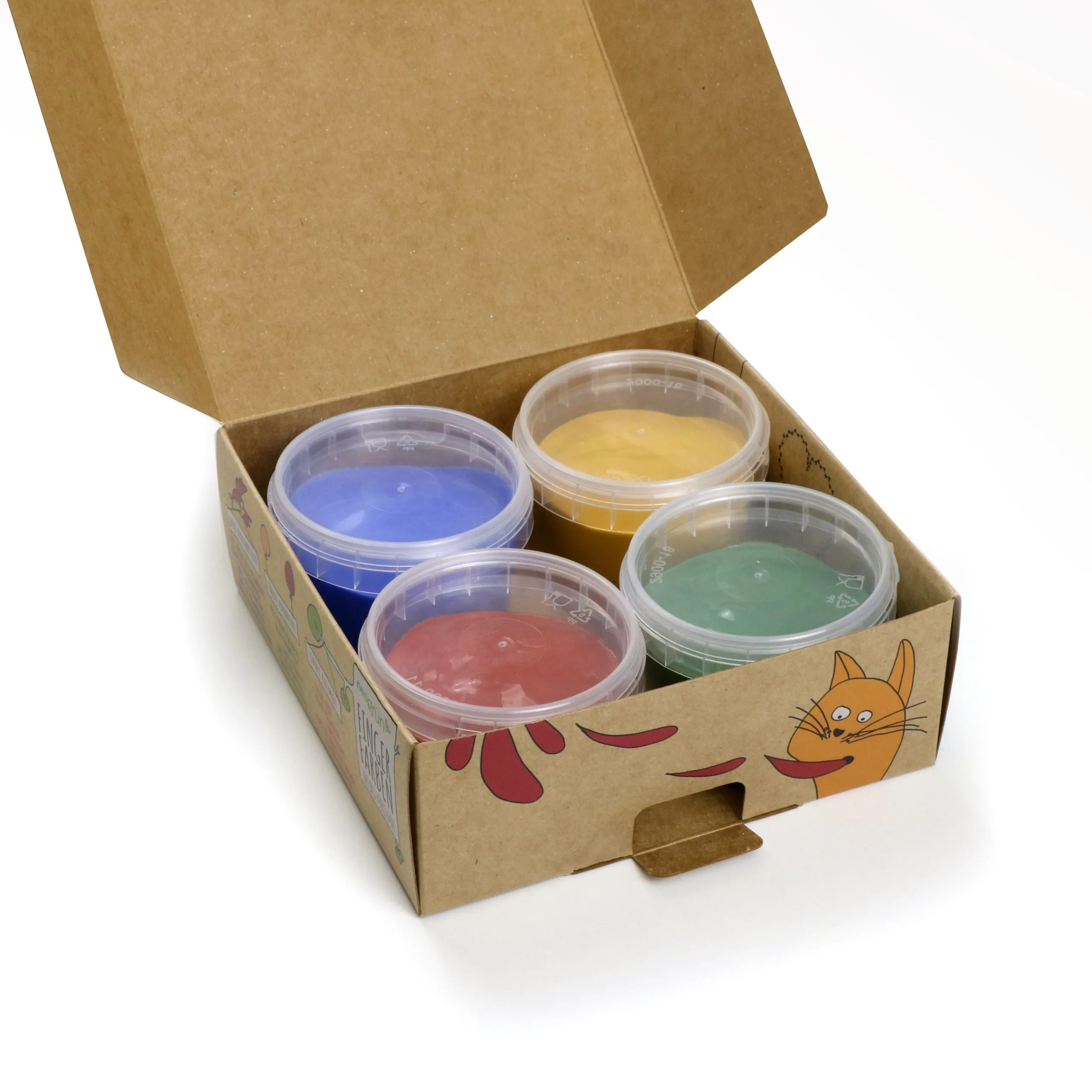 Coffret 4 pots peinture aux doigts naturelle & vegan "Aki" - Accueil par Neogrün