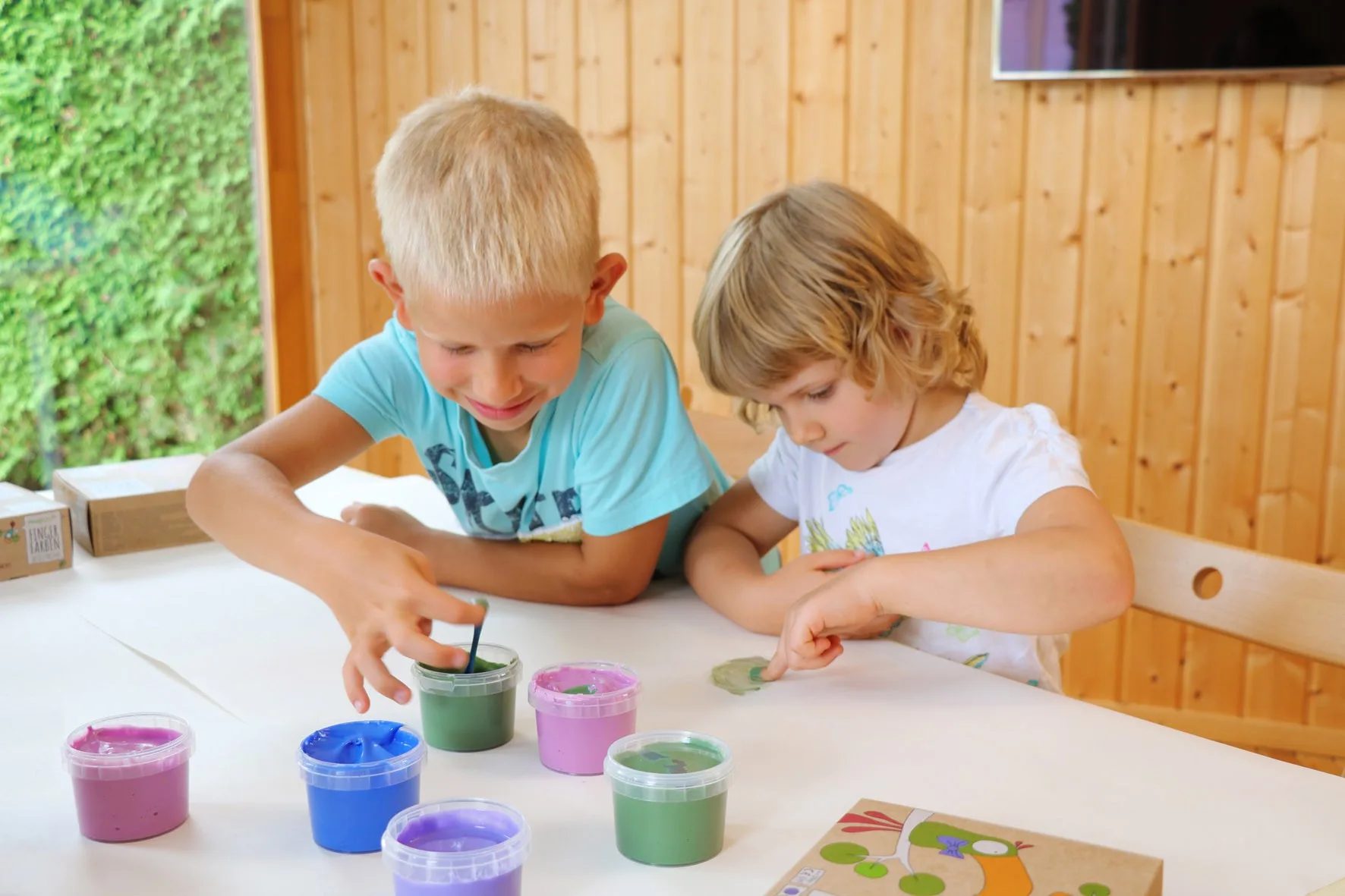 Coffret 2 pots peinture aux doigts naturelle & vegan - bleu + rouge - Accueil par Neogrün