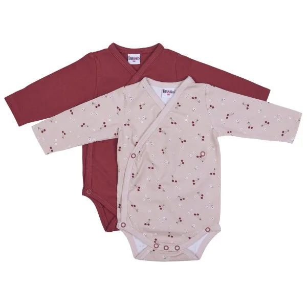 Lot 2 bodys croisés tomette + imp. cerises - Accueil par BB&Co