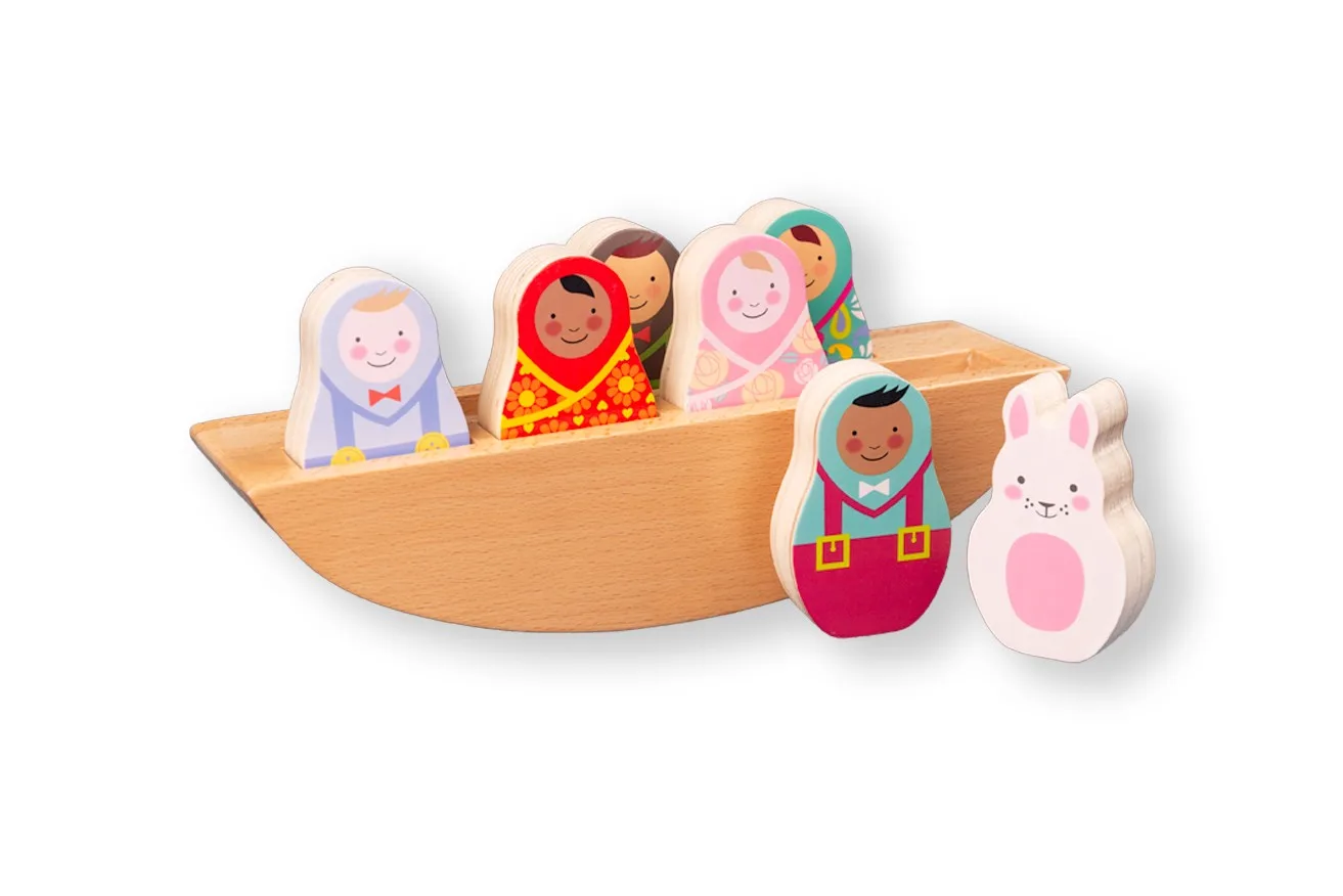 Bateau en bois Woodlies (+ 7 personnages) - Petits Amis - Jouets par Rosa & Bo