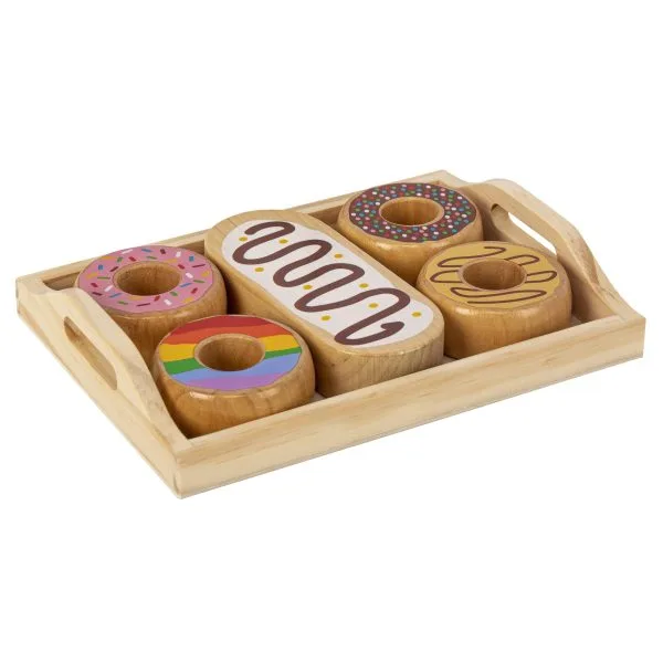 Donuts en bois avec plateau 6 pces - Jouets par Magni