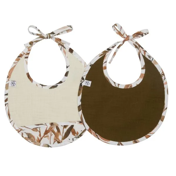 Lot de 2 bavoirs naissance en gaze de coton - Caramel Forest - Bavoirs bébé par BB&Co