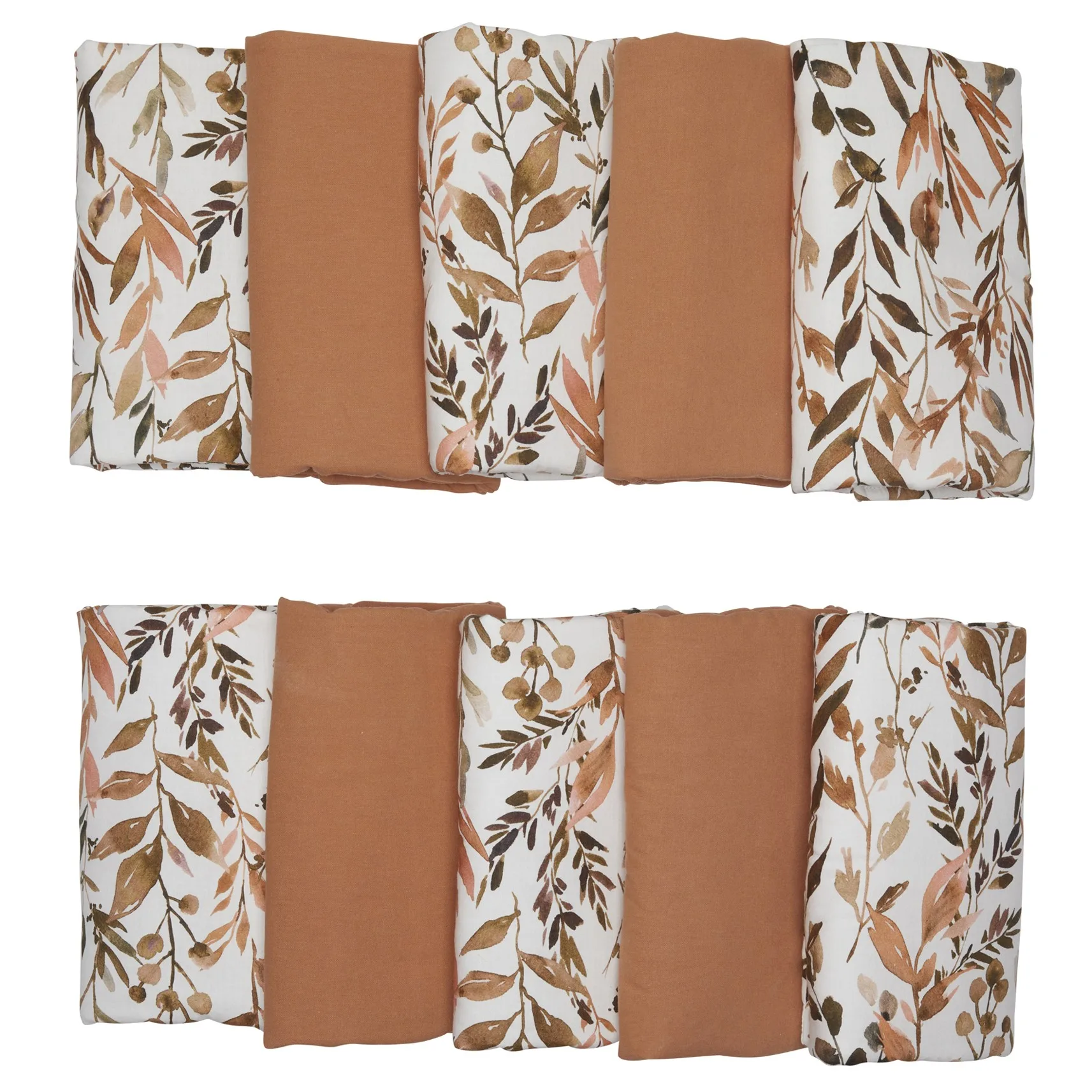 Tour de lit modulable & respirant imp. feuillages / cassonade - Caramel Forest - Tours de lit et tresses décoratives par BB&Co
