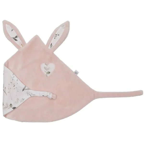 Doudou lapin petit cœur - blush / imp. botanique - Doudous par BB&Co