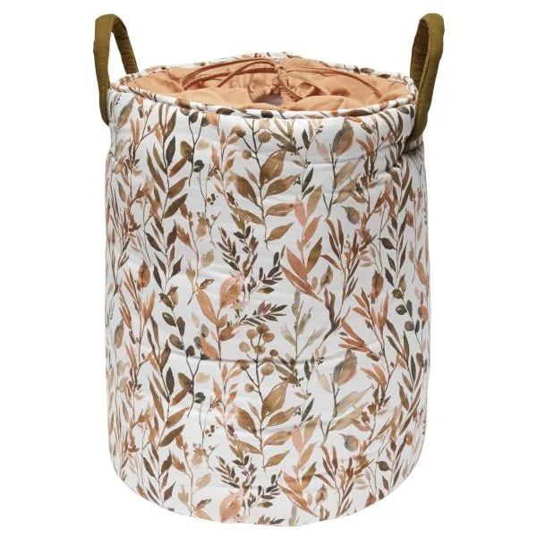 Maxi panier de rangement à anses imp. feuillages / cassonade - Caramel Forest - Maxi Paniers de rangement par BB&Co