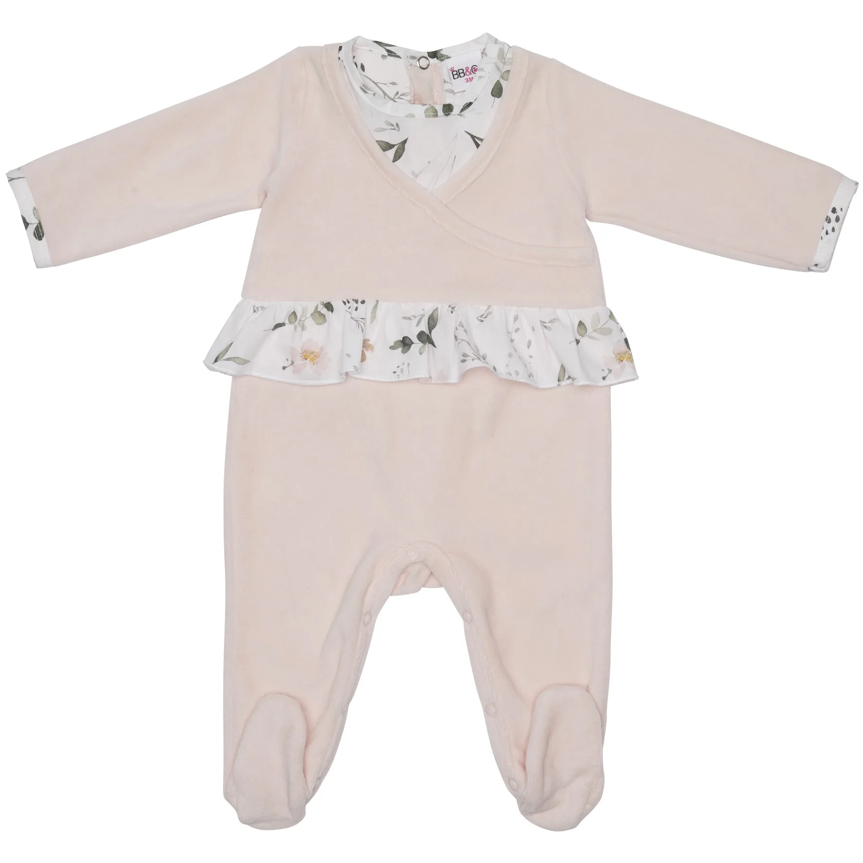 Dors-bien velours blush à volant imprimé - Sweet Garden - Pyjamas par BB&Co