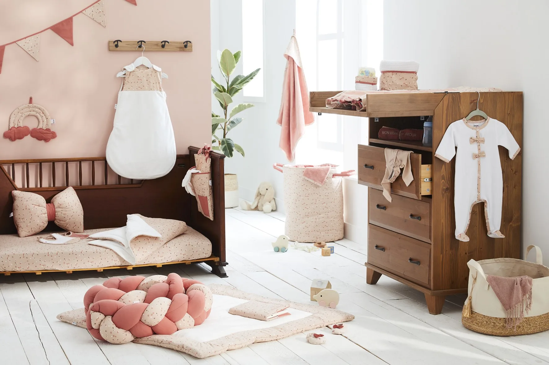 Grand bavoir réversible marsala - Blooming Day - Accueil par BB&Co