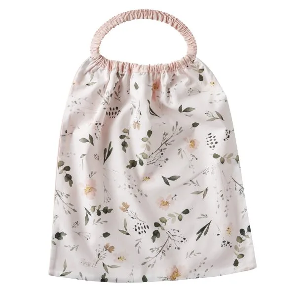 Serviette élastiquée en popeline imprimée botanique/blush - Serviettes élastiquées par BB&Co