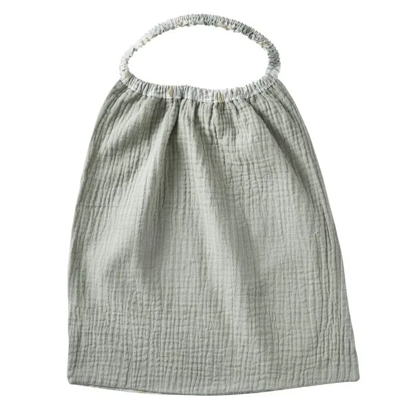 Serviette élastiquée en double gaze vert de gris / verso imp. palmiers - Serviettes élastiquées par BB&Co