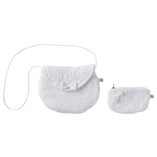 Sac bandoulière + porte-monnaie - gaze de coton blanc broderie anglaise - Sacs enfants par BB&Co
