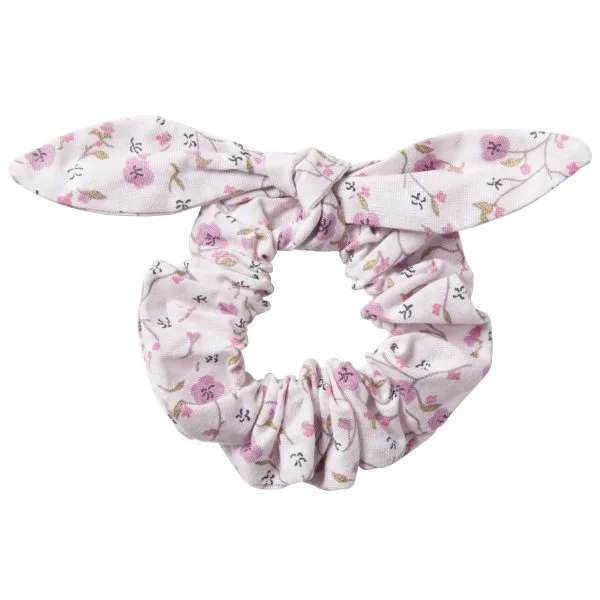 Chouchou avec nœud liberty blanc/rose