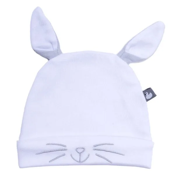 Bonnet Petit Lapin avec oreilles blanc/gris