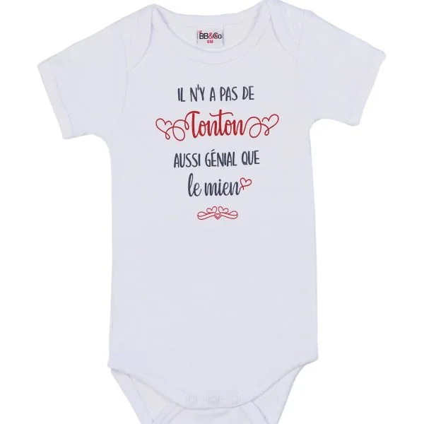 Body manches courtes "Il n’y a pas de tonton aussi génial" blanc