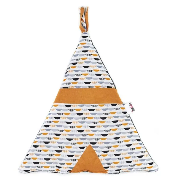 Coussin déco forme tipi Honeymoon gris/blanc/camel
