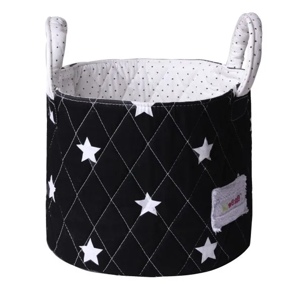 Petit panier rangement noir/blanc étoiles