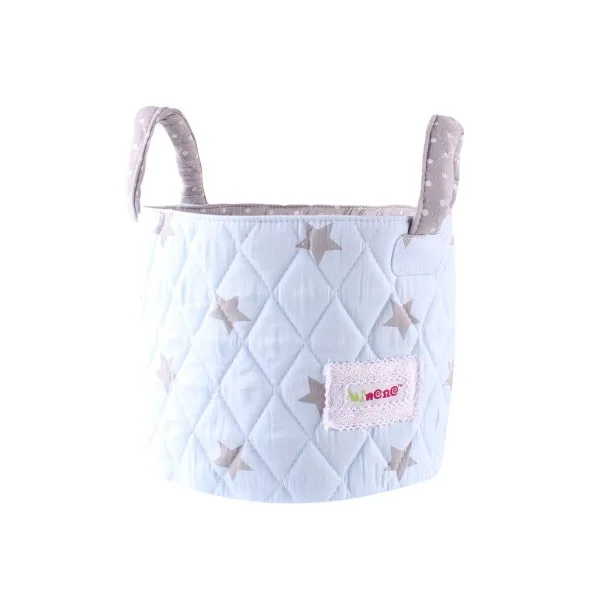 Petit panier rangement bleu ciel étoiles
