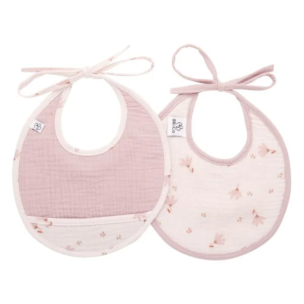 Lot de 2 bavoirs naissance en gaze de coton - Lovely Blossom