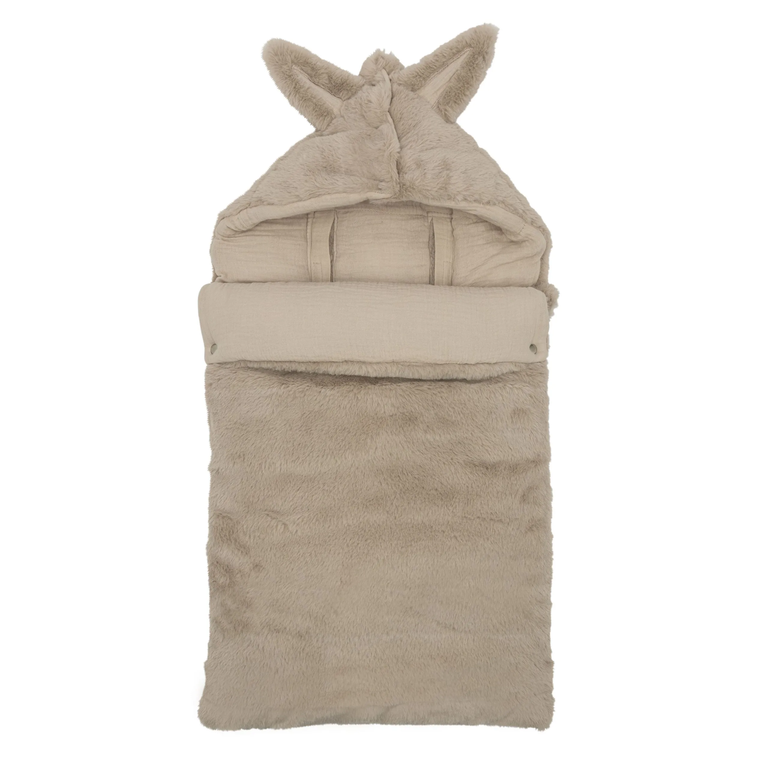 Nid d’ange fausse fourrure angora doublé gaze de coton - beige