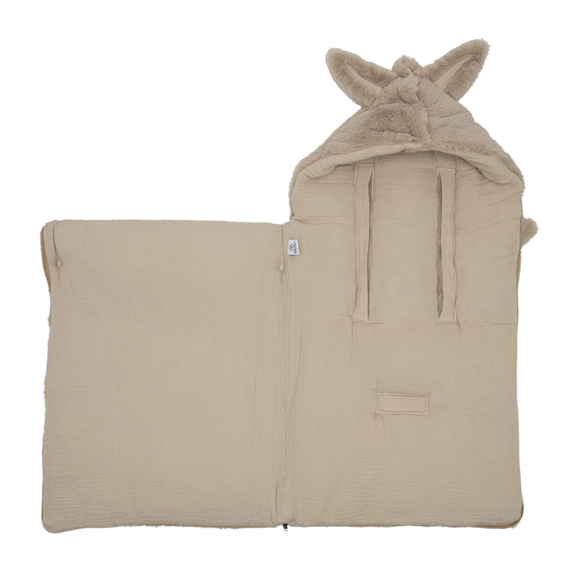 Nid d’ange fausse fourrure angora doublé gaze de coton - beige – Image 2