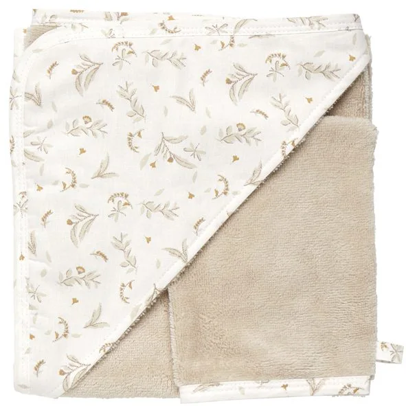 Cape de bain bambou + gant - Daydream - biscuit