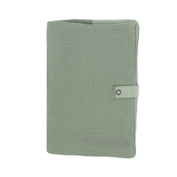 Protège-carnet de santé vert de gris