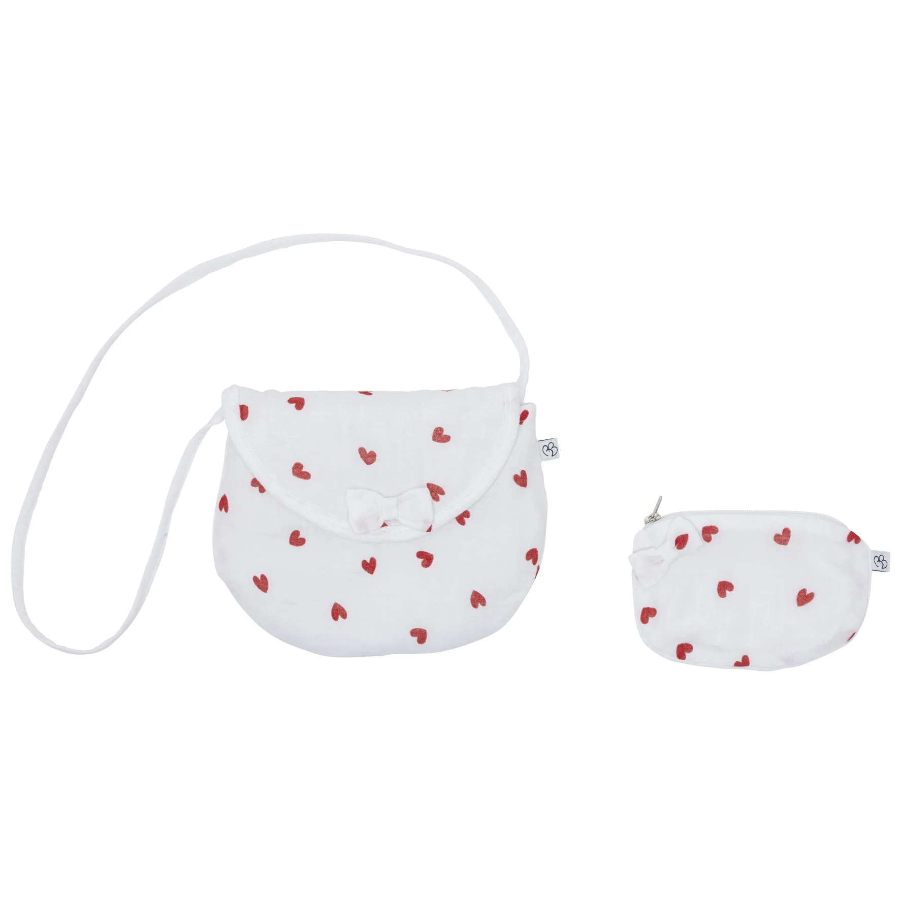 BB&Co - Sac bandoulière + porte-monnaie gaze de coton imp. coeurs