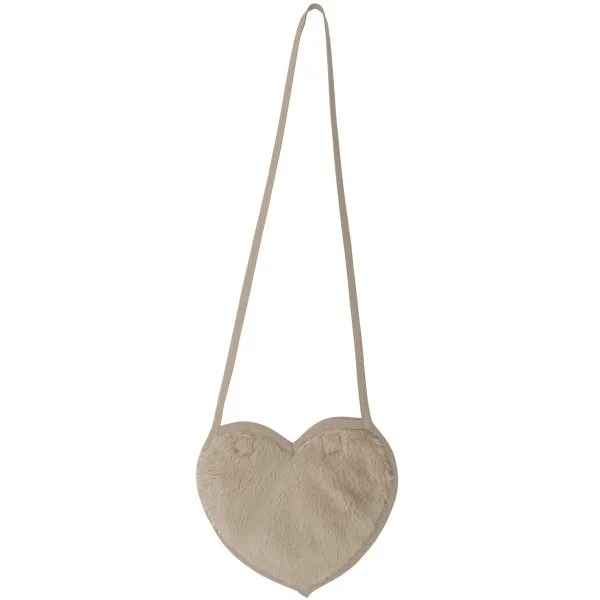 BB&Co - Sac bandoulière forme cœur en fausse fourrure beige