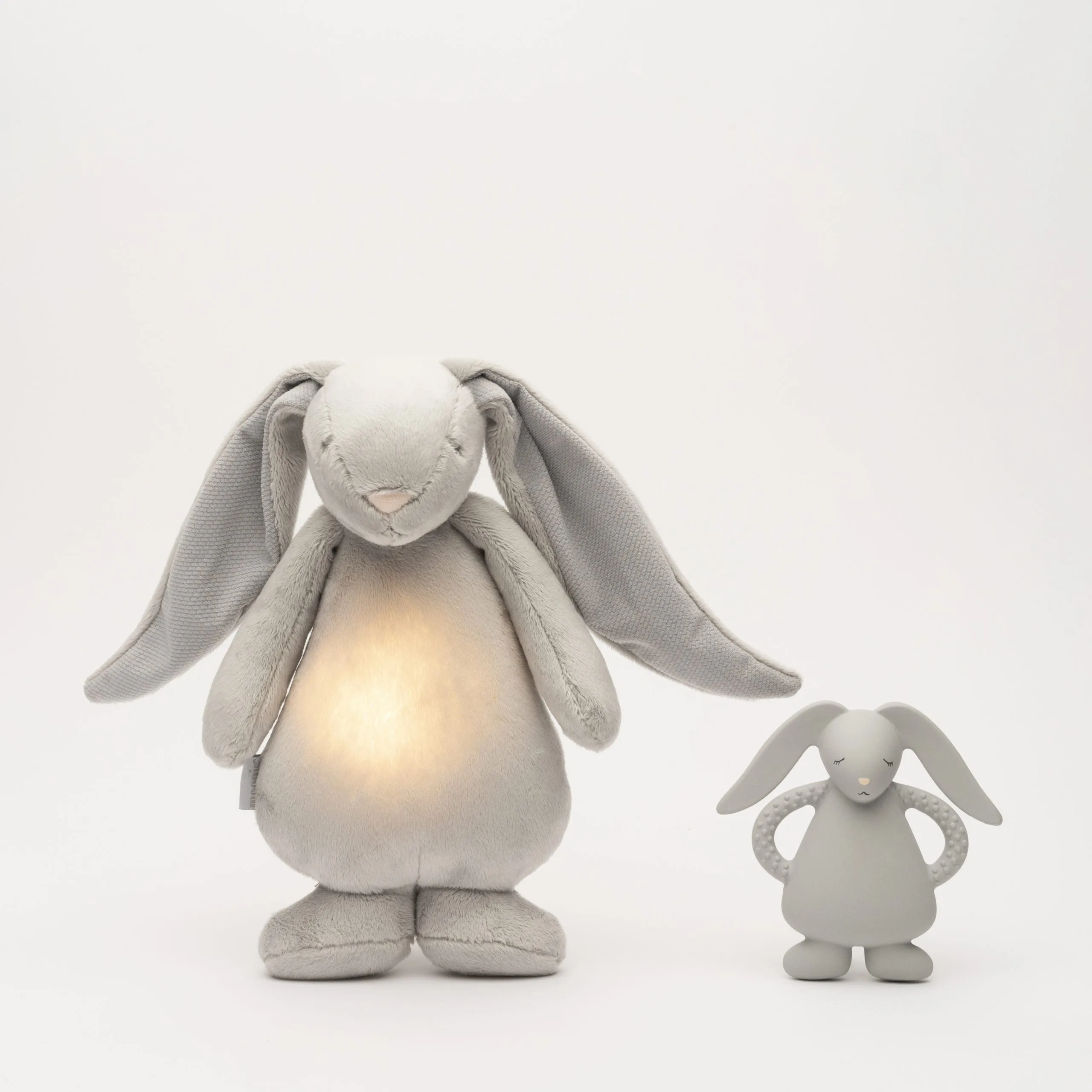 Peluche et lapin de dentition gris Moonie