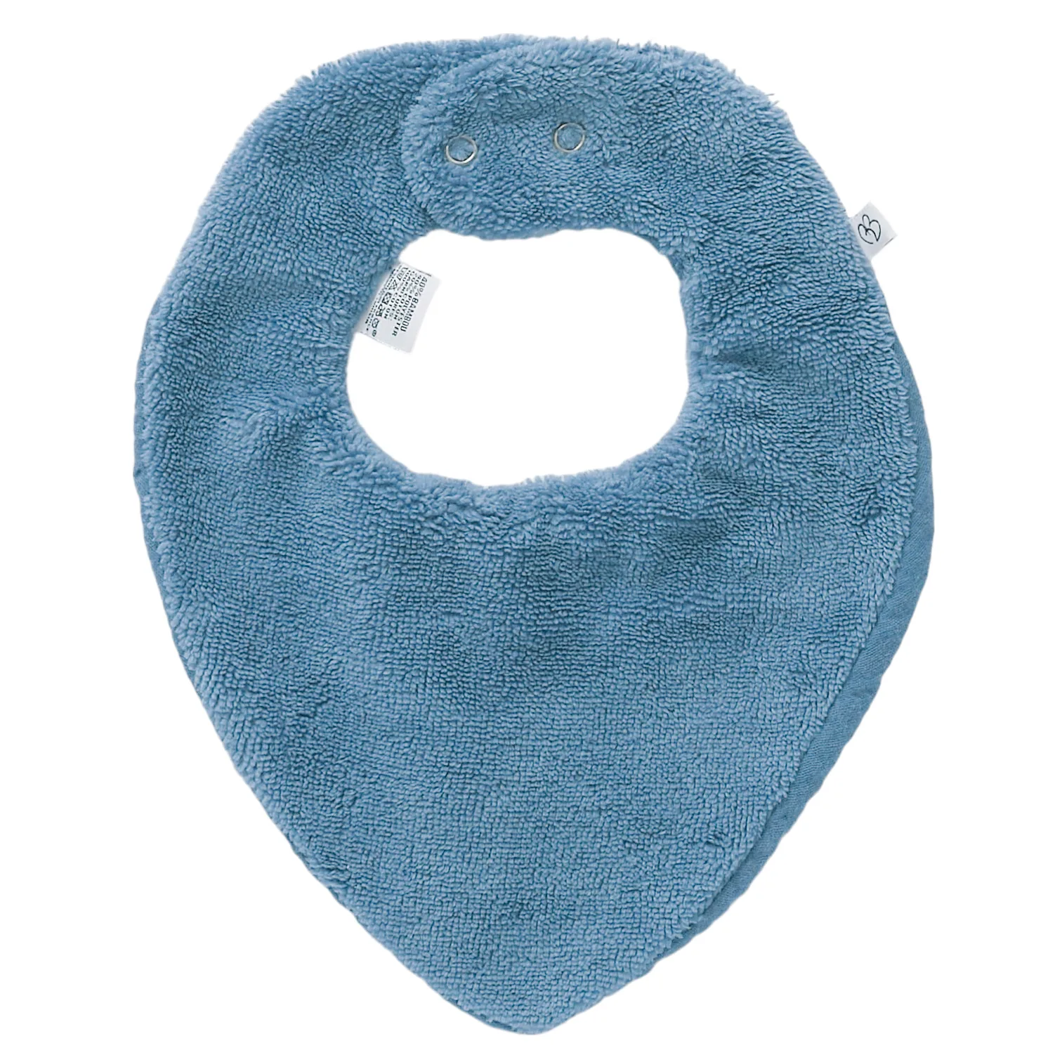 Bavoir-bandana réversible en bambou et gaze pierre bleue – Image 2