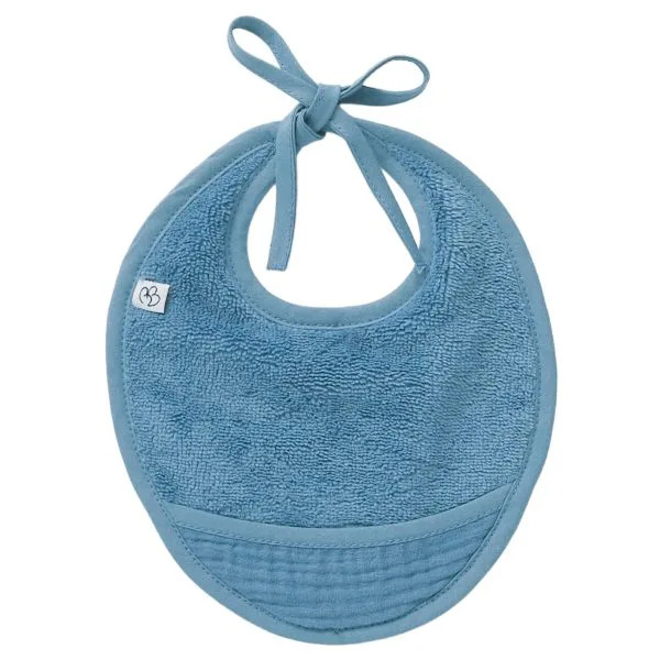 Bavoir naissance bi-matière pierre bleue - Mix & Match