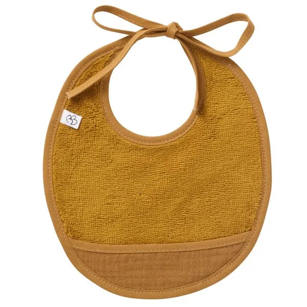 Bavoir naissance bi-matière havane - Mix & Match
