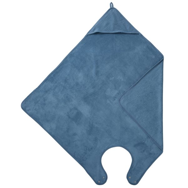 Cape de bain tablier en bambou et gaze Pierre Bleue
