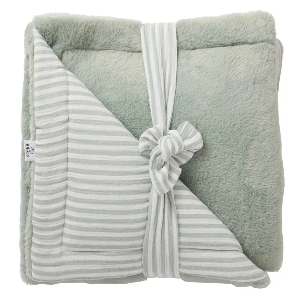 Couverture Luxe rayé vert de gris - Soft Stripes