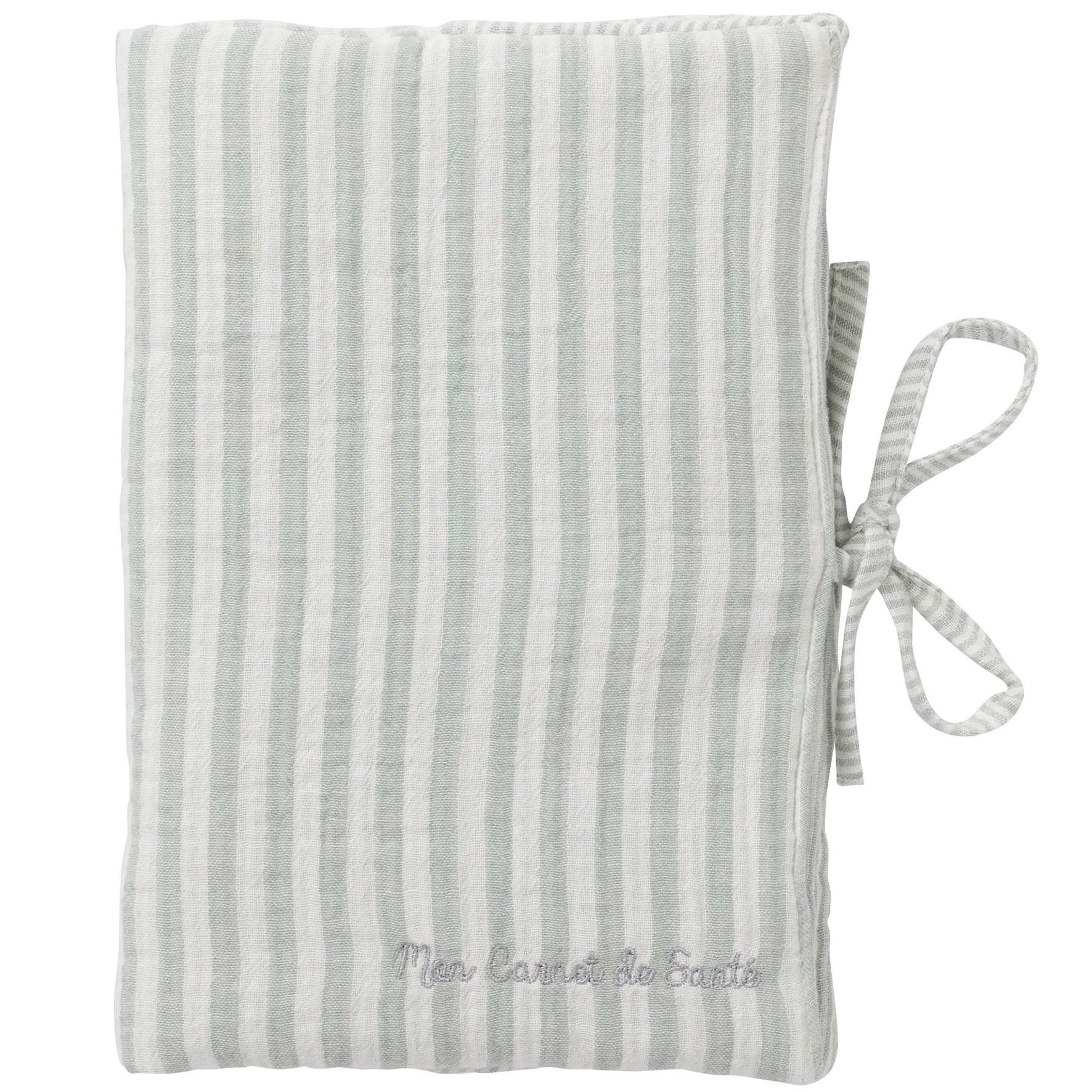 Protège-carnet de santé rayé vert de gris - Soft Stripes
