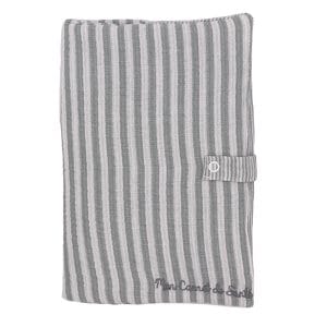 Protège-carnet de santé rayures vert de gris