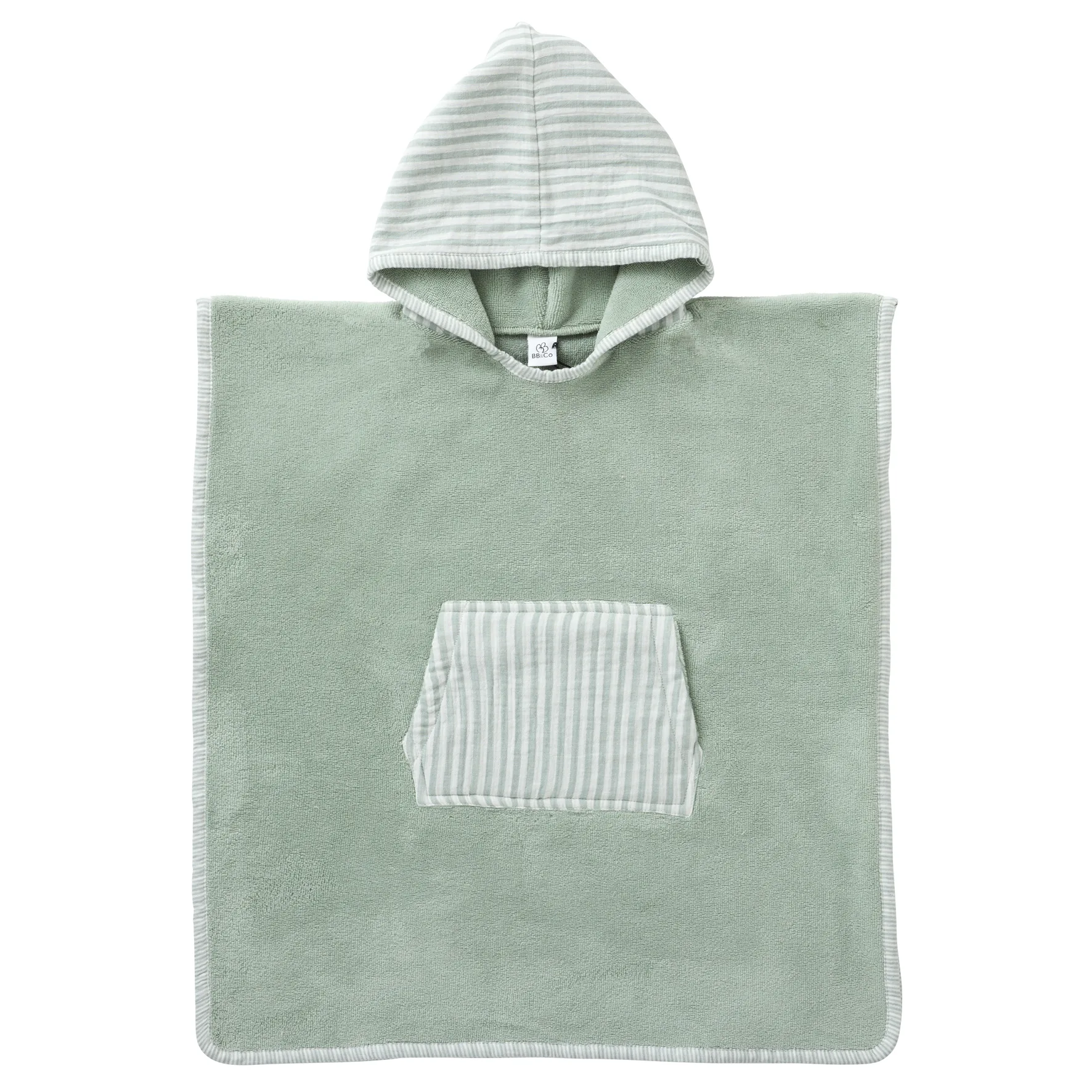 Poncho de bain (3/5A) bambou vert de gris