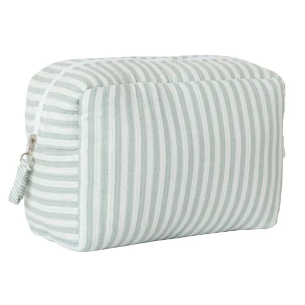 Trousse de toilette rayé vert de gris