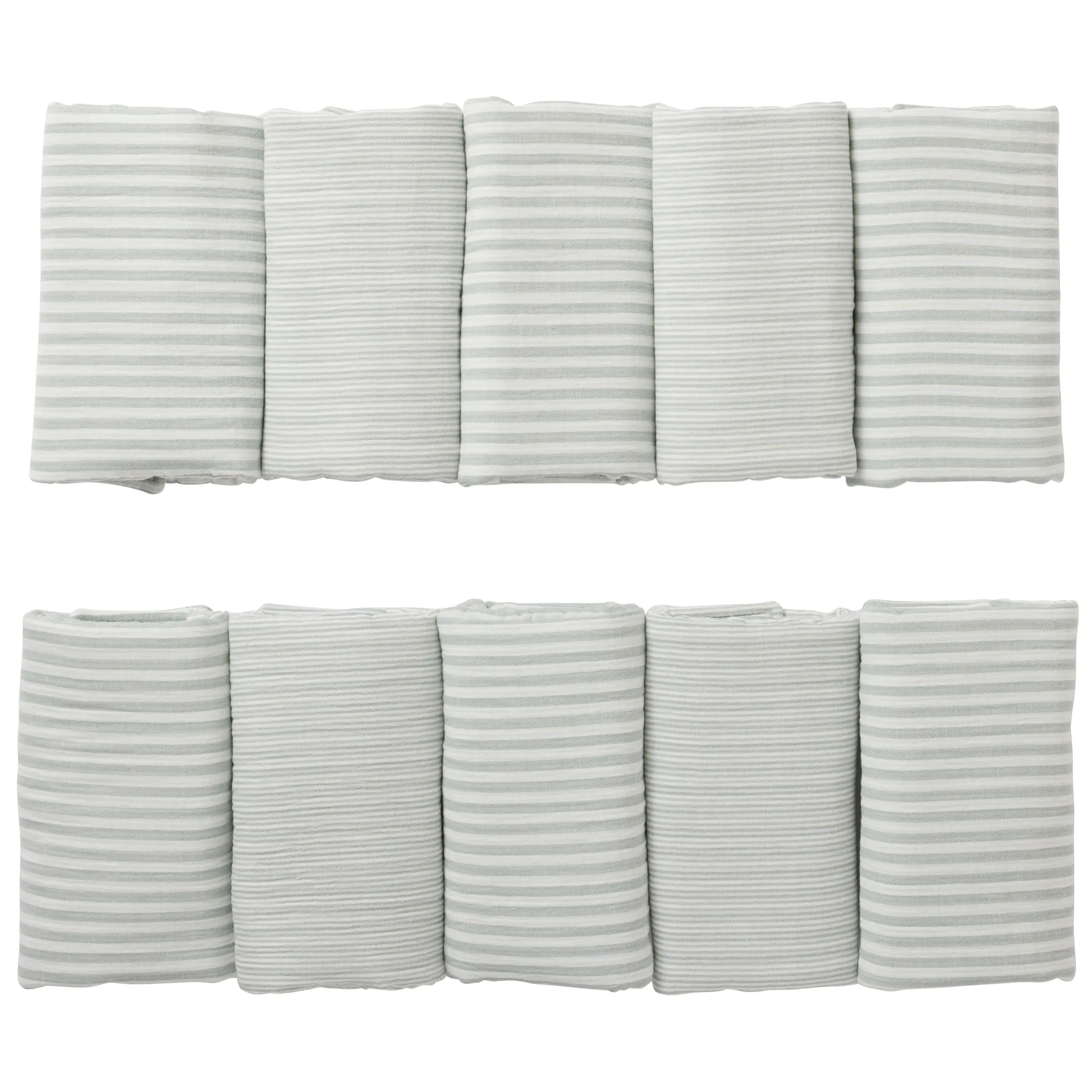 Tour de lit modulable & respirant rayé vert de gris - Soft Stripes