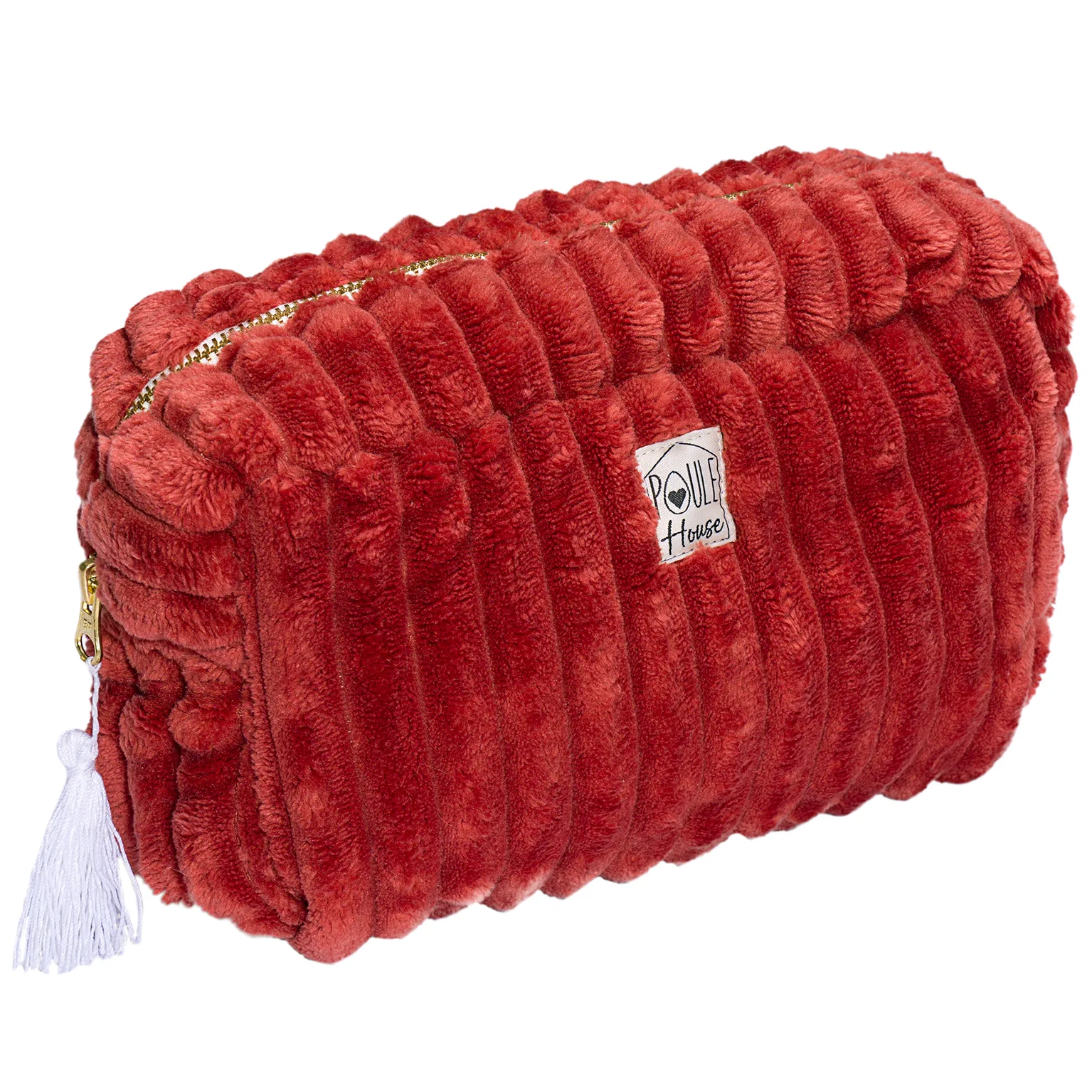 Louise : Grande trousse de toilette minky matelassé - paprika Poule House