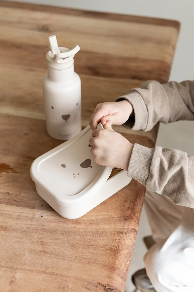 Lunch box 3 compartiments en silicone - Ourson sable – Image 2