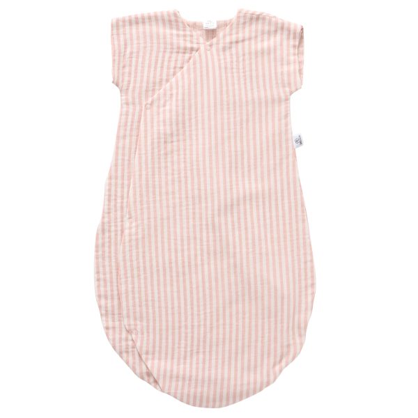 Gigoteuse d'été en gaze de coton rayé vieux rose
