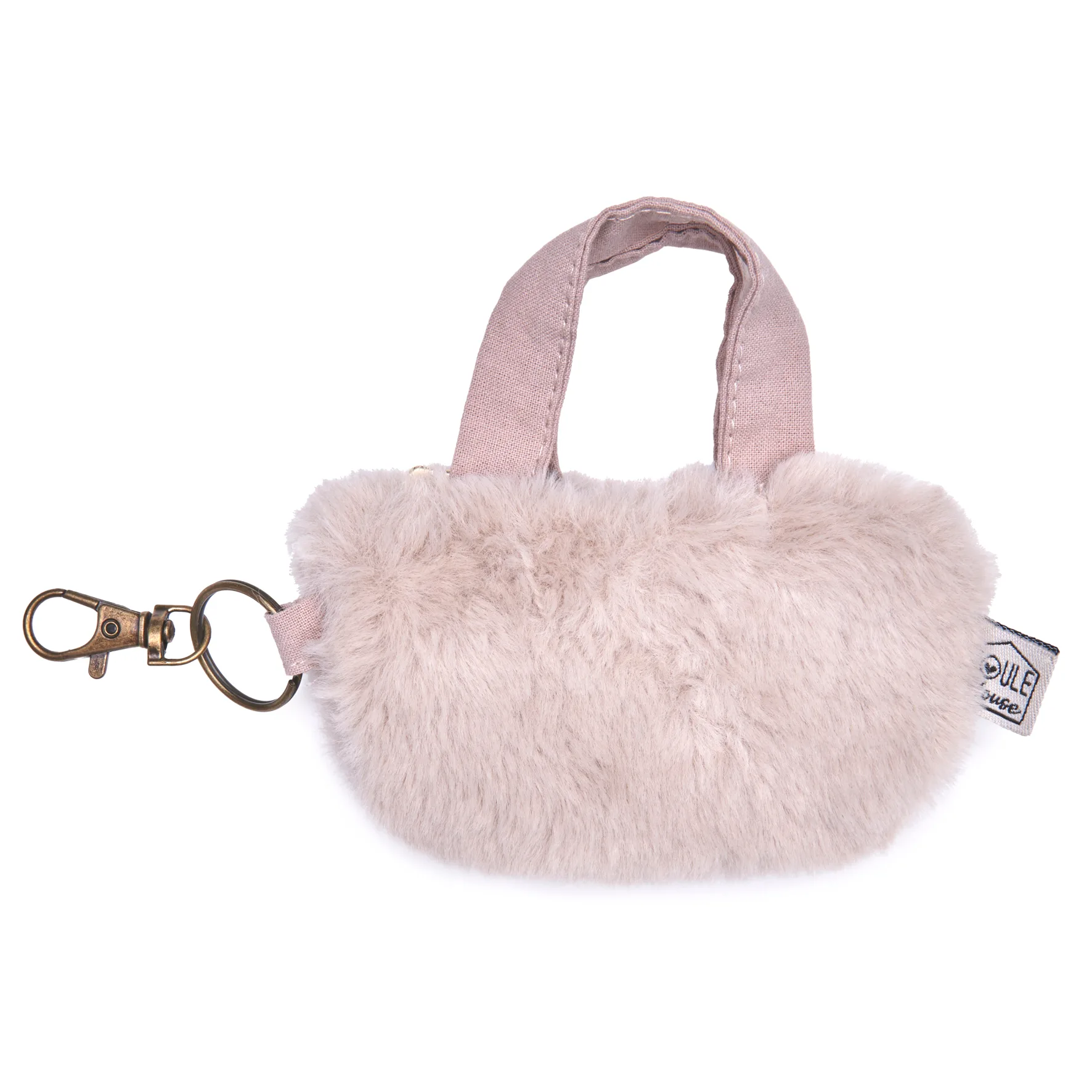 Etui pour écouteurs : mini sac fourrure beige - Poule House