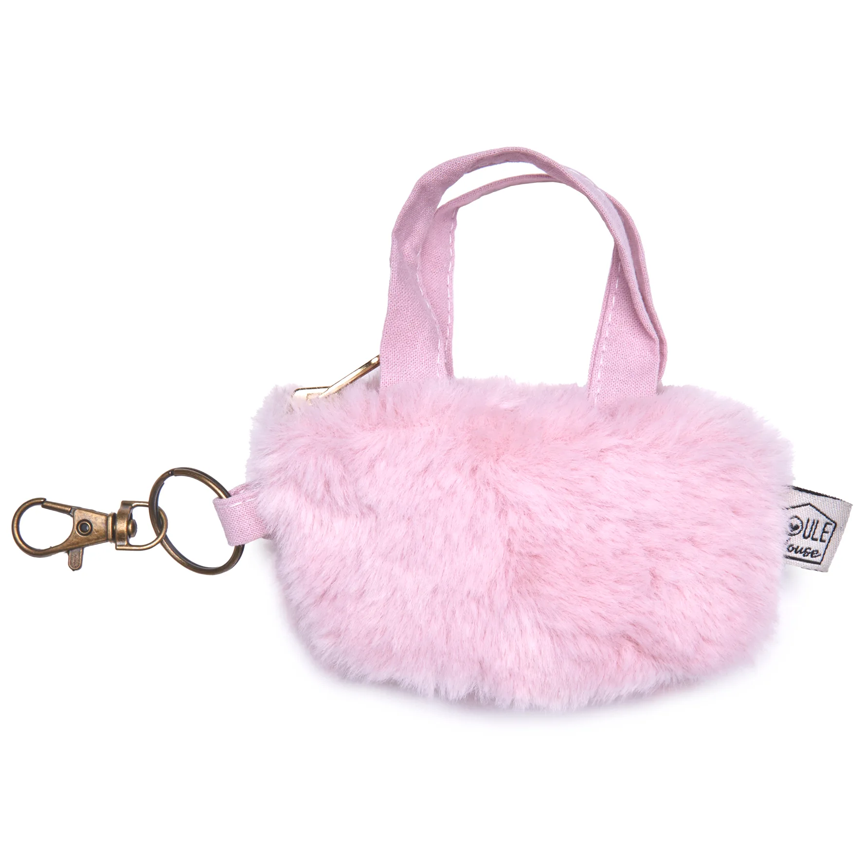 Etui pour écouteurs : mini sac fourrure rose - Poule House