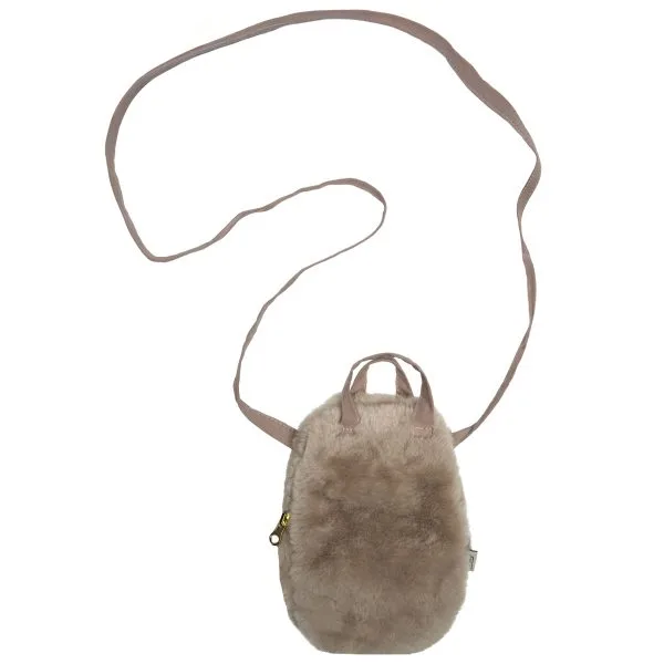 Mini sac à bandoulière pour téléphone portable - fourrure beige - Poule House