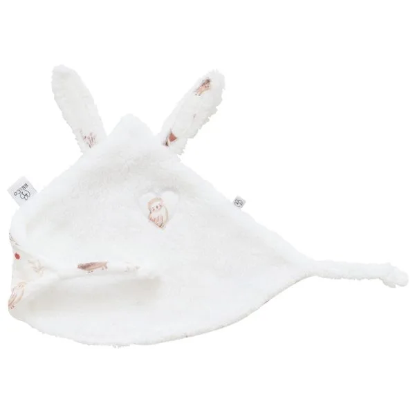 Doudou lapin petit cœur - microfibre blanc / imp. clairière