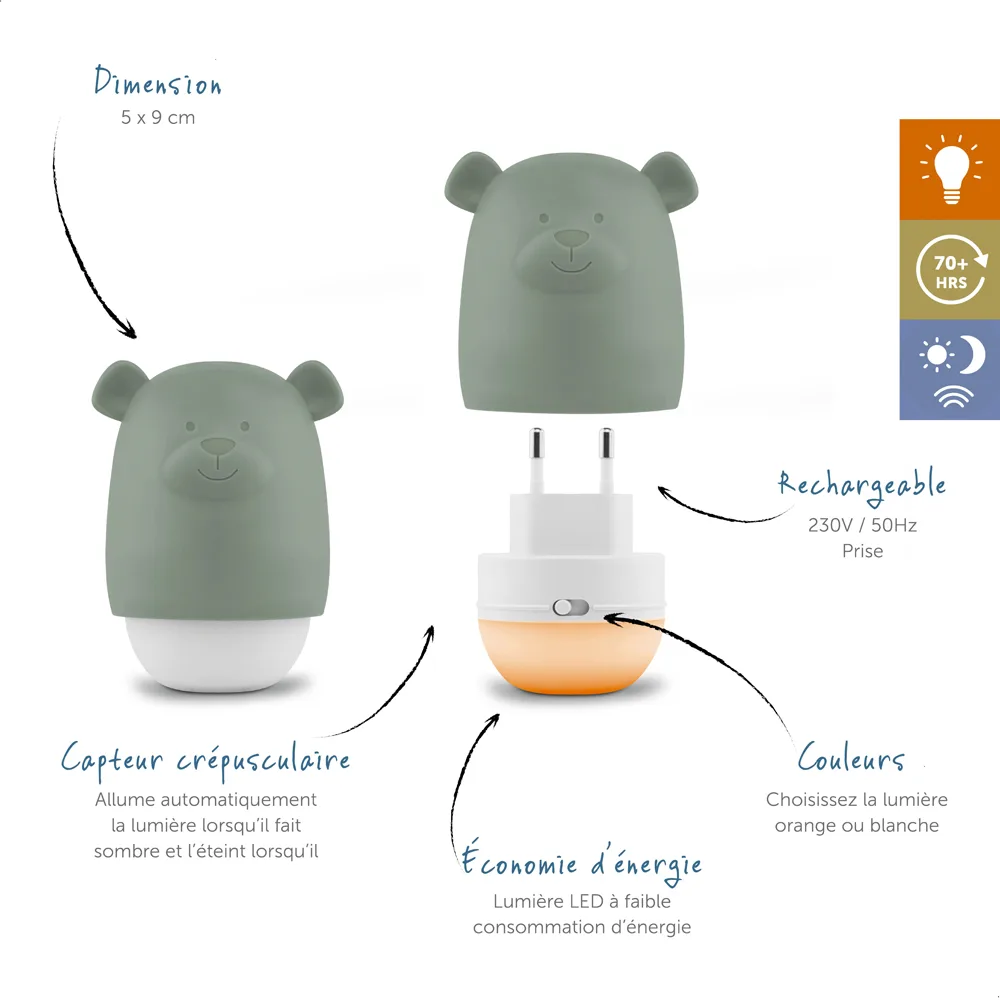 Benny - Veilleuse compacte nomade - sauge