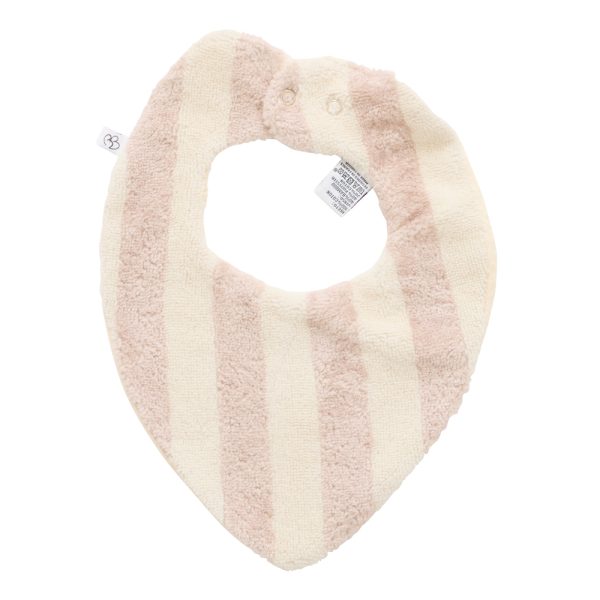 Bavoir-bandana réversible bambou / gaze de coton rayée ivoire/ galet