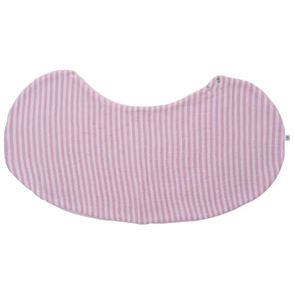 Bavoir 2 en 1 bi-matière (poncho/ épaule) rayé vieux rose